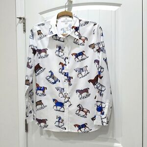 Jean-Pierre Klifa Racehorse Lightweight Button Down Shirt,  Size Medium
